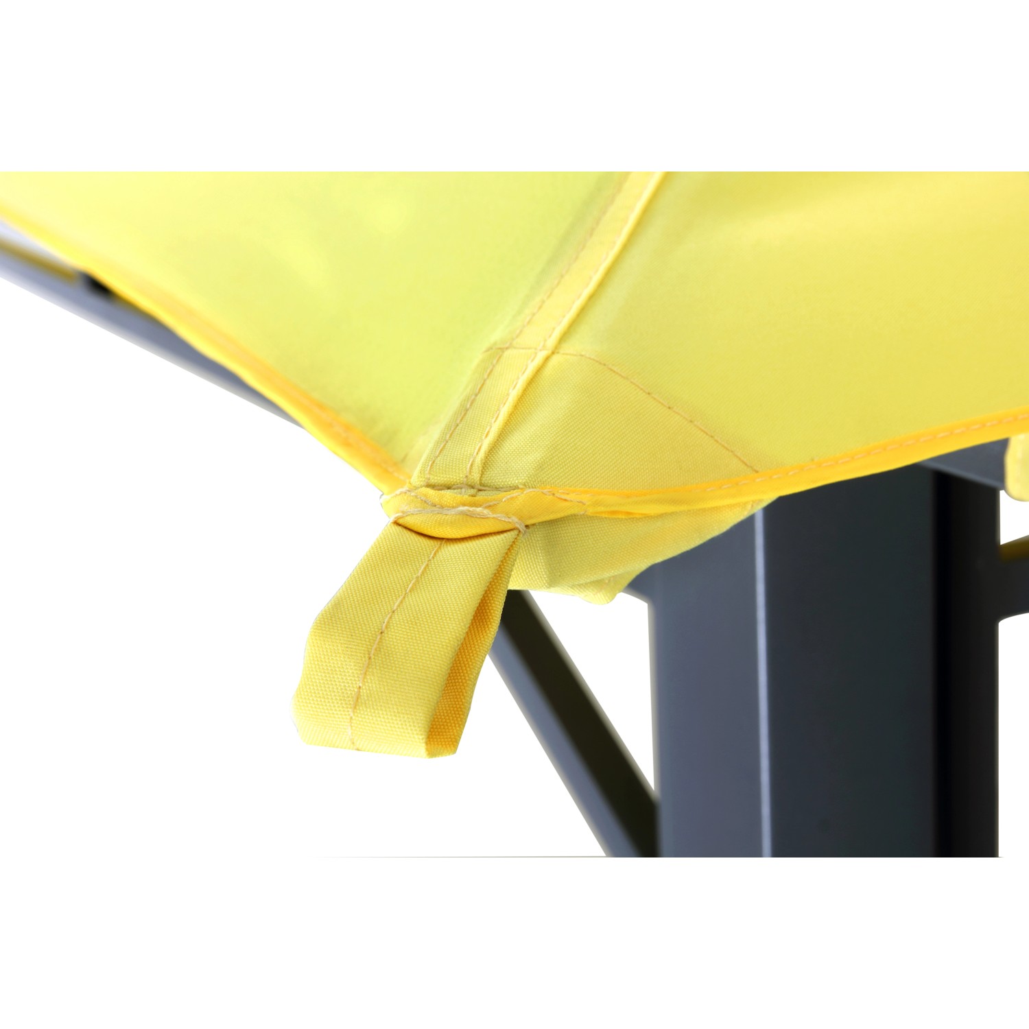 Detailaufnahme: Gelber tepro Pavillon Lehua (330x330 cm) mit Steckmechanismus.