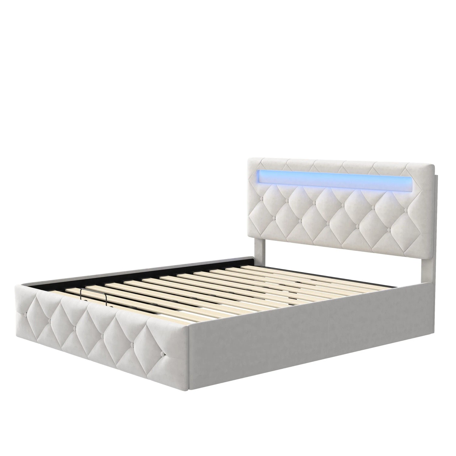 PXloue Doppelbett 140x200cm mit Verstellbares Kopfteil&Stauraum