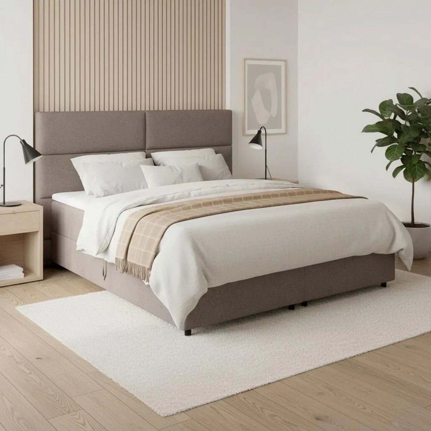 Bessagi Home Boxbett Lily Mokka ca. 180x200 cm mit Topper