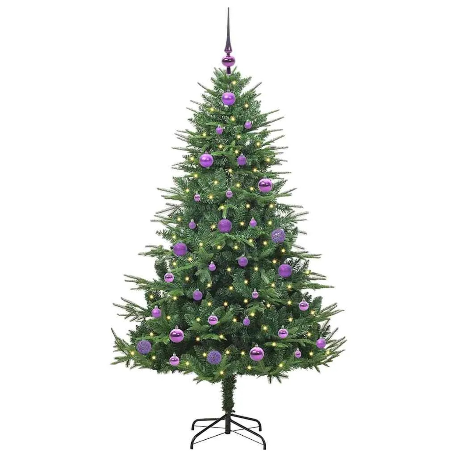 vidaXL Künstlicher Vorbeleuchteter Weihnachtsbaum mit Kugelset Grün 3395341