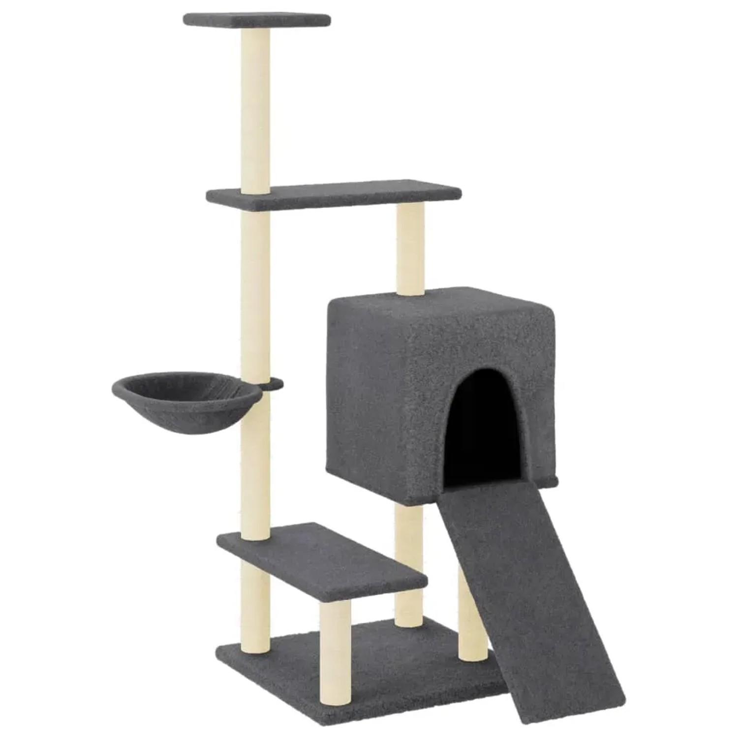 vidaXL Kratzbaum mit Sisal-KratzSäulen Dunkelgrau 130,5 cm