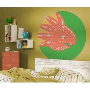 Komar Vlies Fototapete Dot Little Dino Proto, selbstklebend, Ø 125 cm.