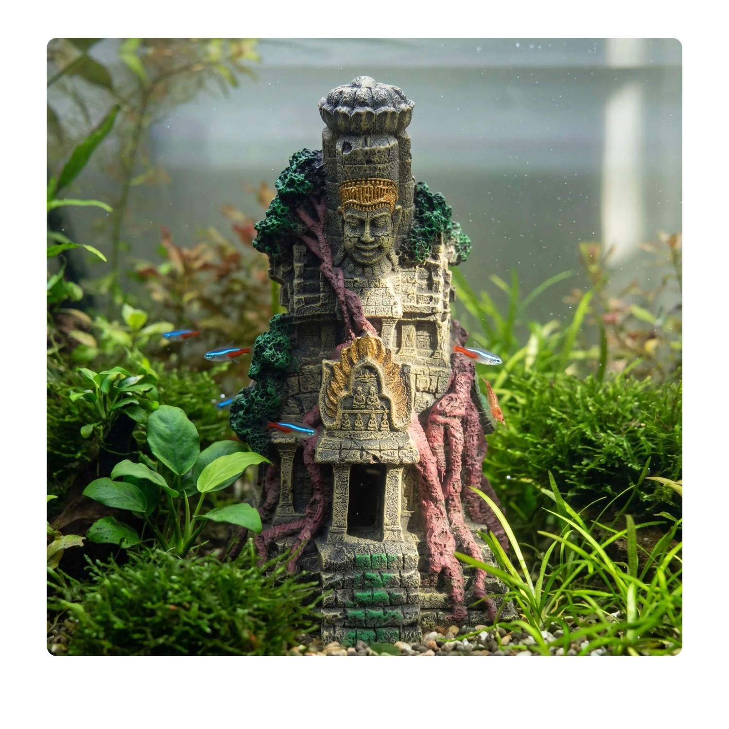 Relaxdays Aquarium Dekotempel Polyresin Grau Ungiftig 26 cm x 15,5 cm x 13 cm 0,7 kg_2