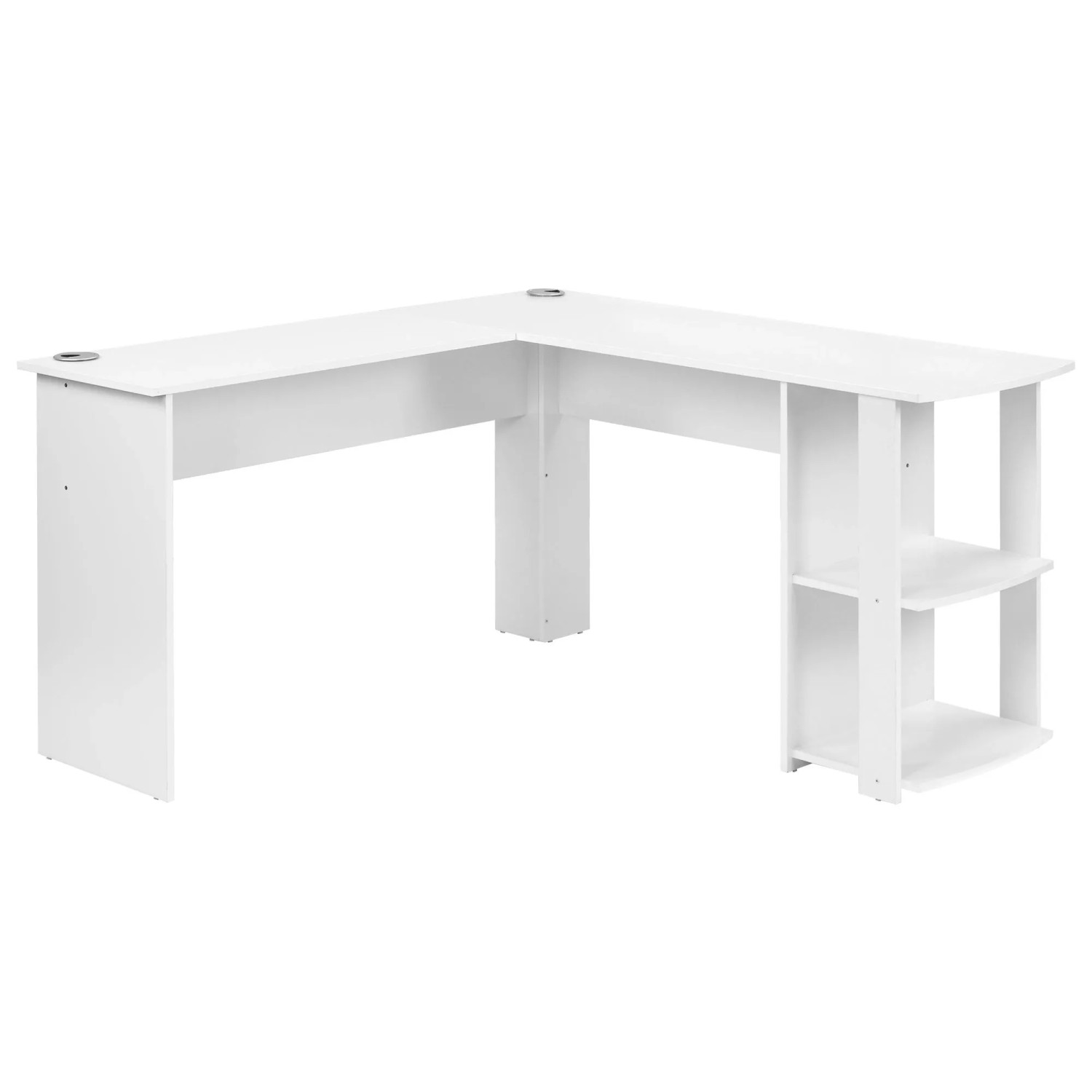 Merax Eckschreibtisch 140x140cm 2 Ablagen Weiß