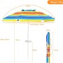 COSTWAY Sonnenschirm, 200 cm, bunt gestreift, mit Getränkehalter und Tragetasche.