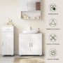 Weißer MDF Waschbeckenunterschrank Landhausstil mit 2 Türen, Metallscharnieren und Waschbecken im Bad.