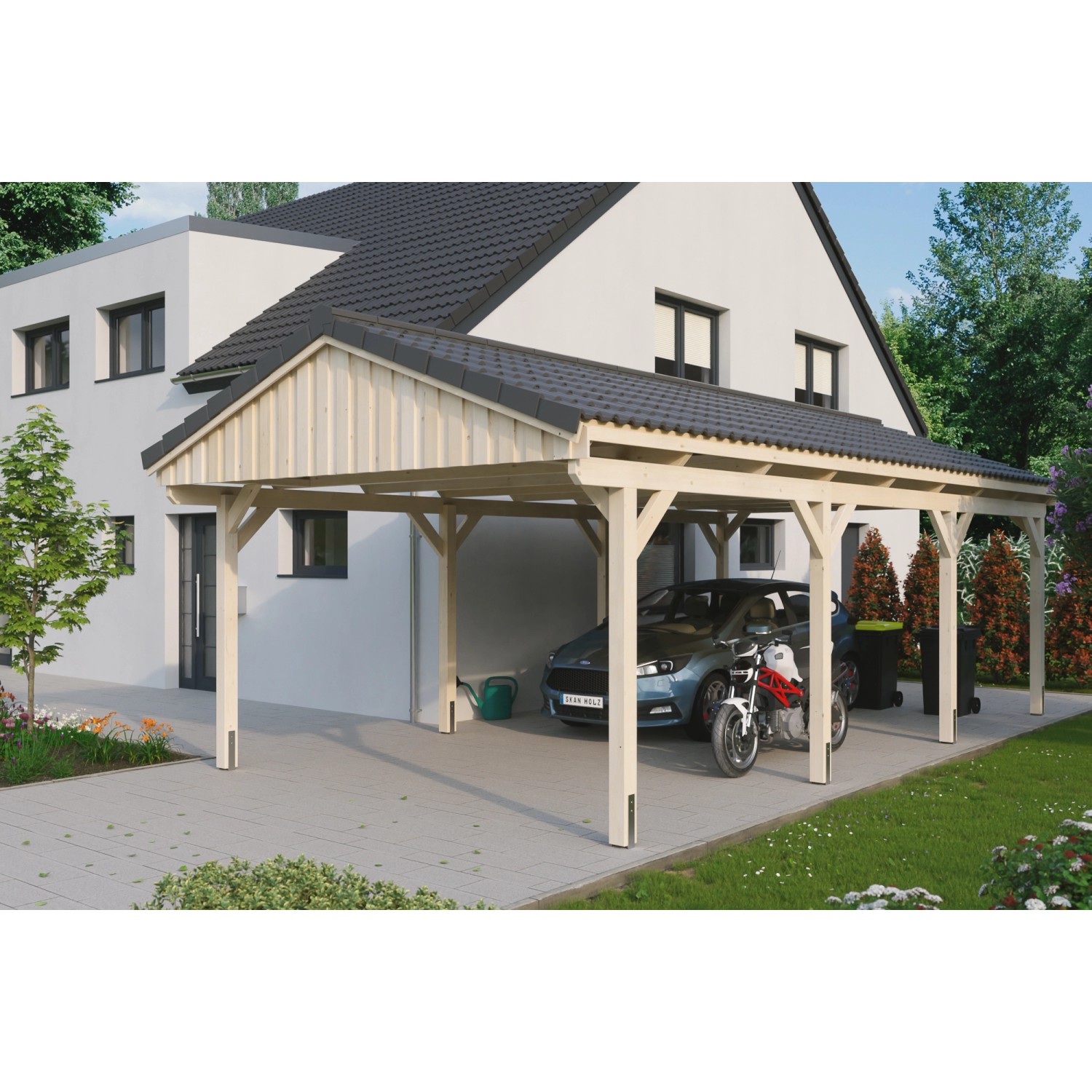 Skan Holz Carport Fichtelberg 423 cm x 808 cm Dachlattung Natur