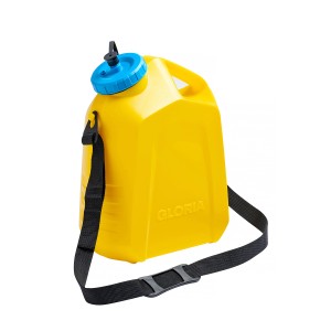 Gelber Gloria Universal Behälter für Hochdruckreiniger MultiJet mit Tragegurt.