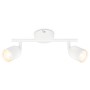 Weiße Brilo Deckenleuchte Tabo mit zwei schwenkbaren Spots und GU10 Fassung.