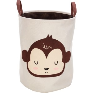 Aufbewahrungskorb Safari Adventure mit Affenmotiv, Ø 35 cm. Korb für Spielzeug und mehr.