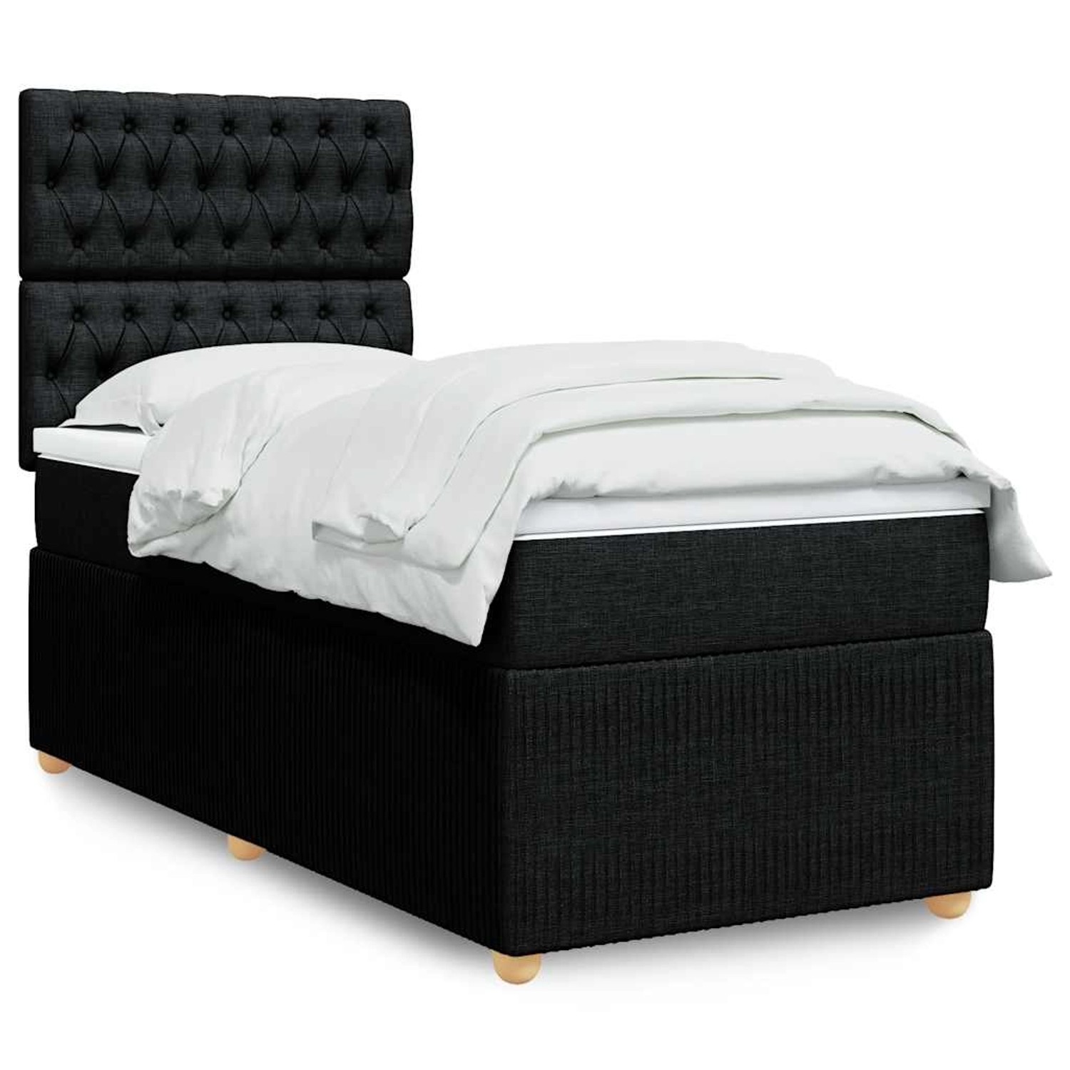 vidaXL Boxspringbett mit Matratze Schwarz 90x200 cm Stoff 3294248 günstig online kaufen