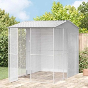 vidaXL Vogelkäfig Grau 215 x 310 x 247 cm Verzinkter Stahl 3325177