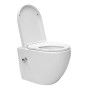 Spülrandloses Hänge WC mit Bidet Funktion und Softclose Sitz, Keramik, weiß.