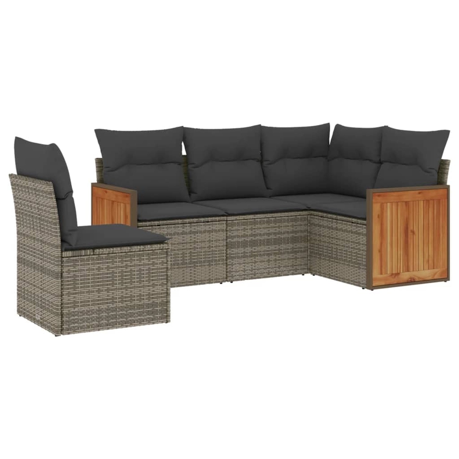 vidaXL 5-Tlg Garten-Sofagarnitur mit Kissen Grau Poly Rattan 3227656 günstig online kaufen