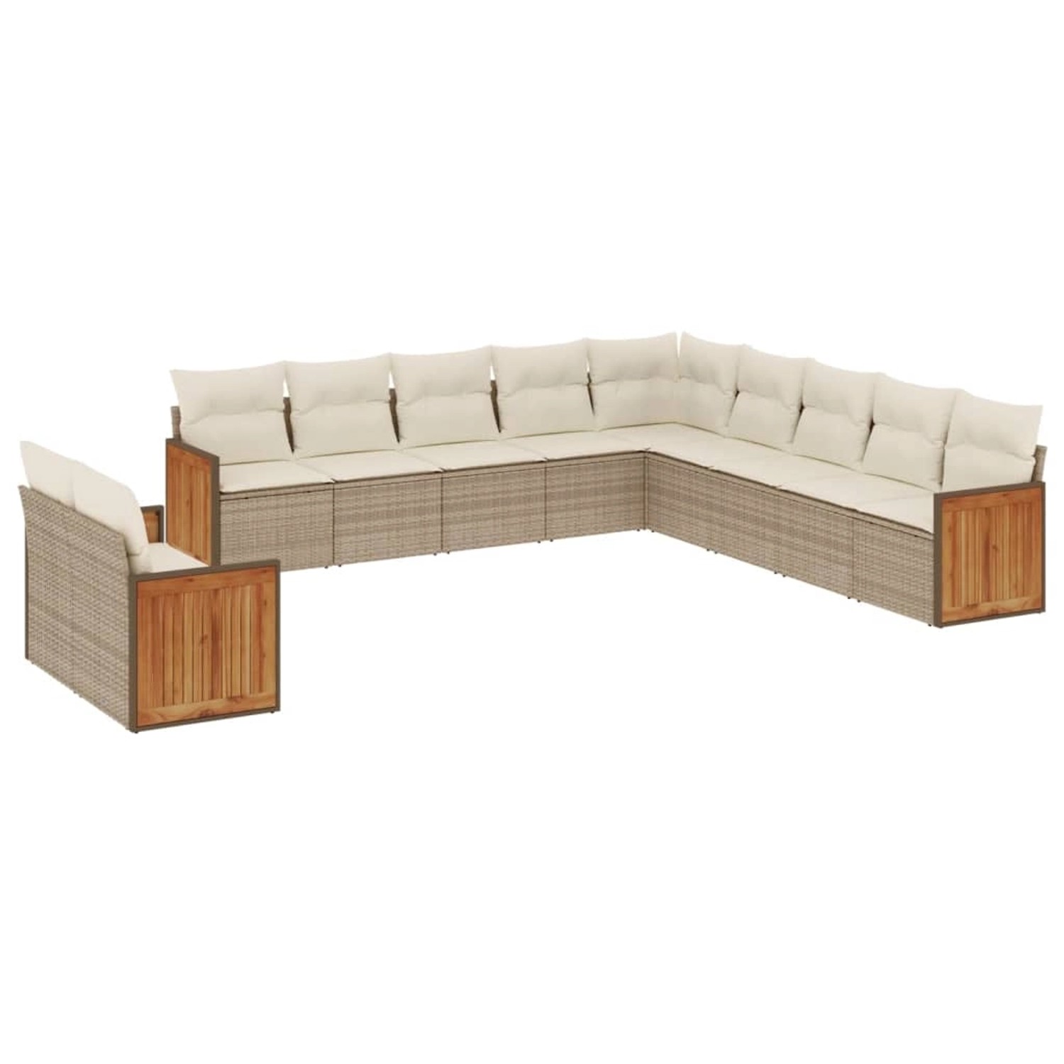 vidaXL 11-Tlg Garten-Sofagarnitur mit Kissen Beige Poly Rattan 3260210 günstig online kaufen