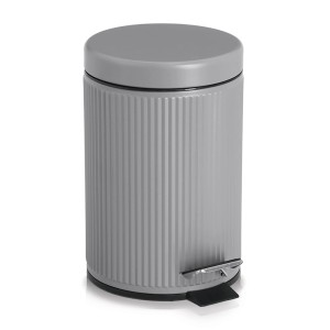 Grauer Zeller Kosmetikeimer aus Metall, 3 Liter, mit Pedal zum Öffnen des Deckels.