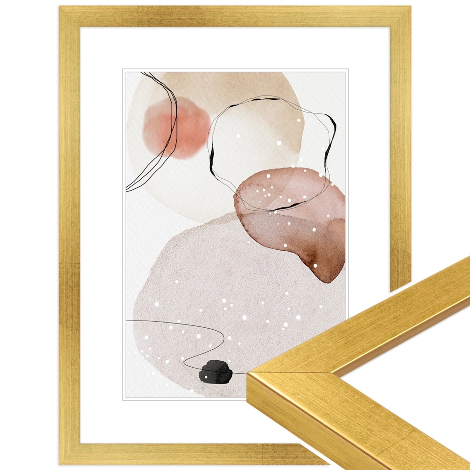 Goldener Bilderrahmen aus Massivholz, 30x40 cm, klassischer Stil. Ideal für Fotos und Kunstdrucke.