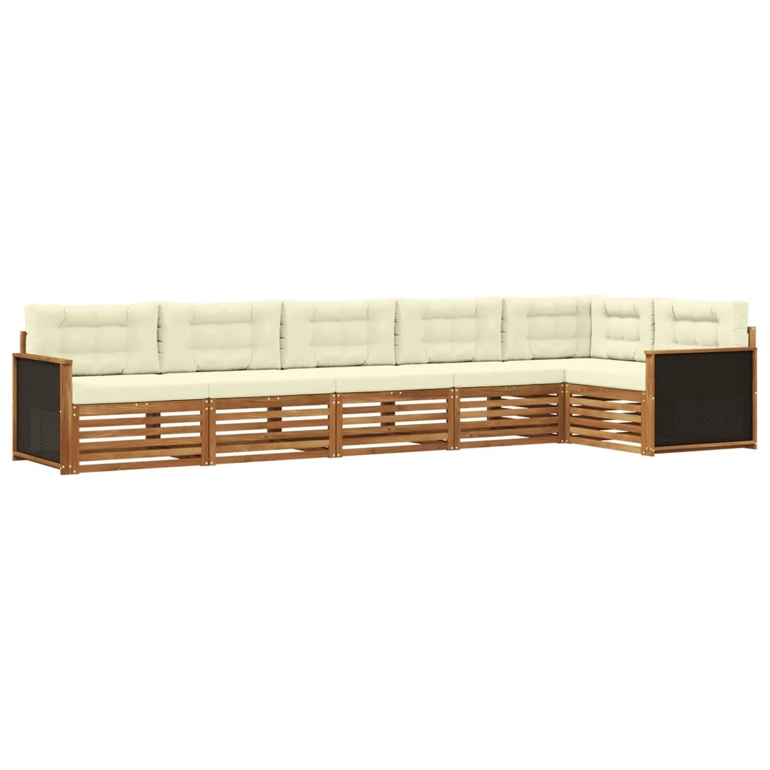 vidaXL Outdoor-Sofagarnitur 6 Stk Natur und Creme 406 x 168,5 x 73 cm 3383403