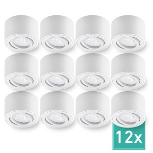12er Set: Moderne, schwenkbare LED Aufbau Spots Lile in Weiß mit neutralweißem Licht (4000K).