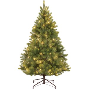 Grüne Kunsttanne Nagano mit LED-Beleuchtung, 150 cm hoch, für stimmungsvolle Weihnachten.