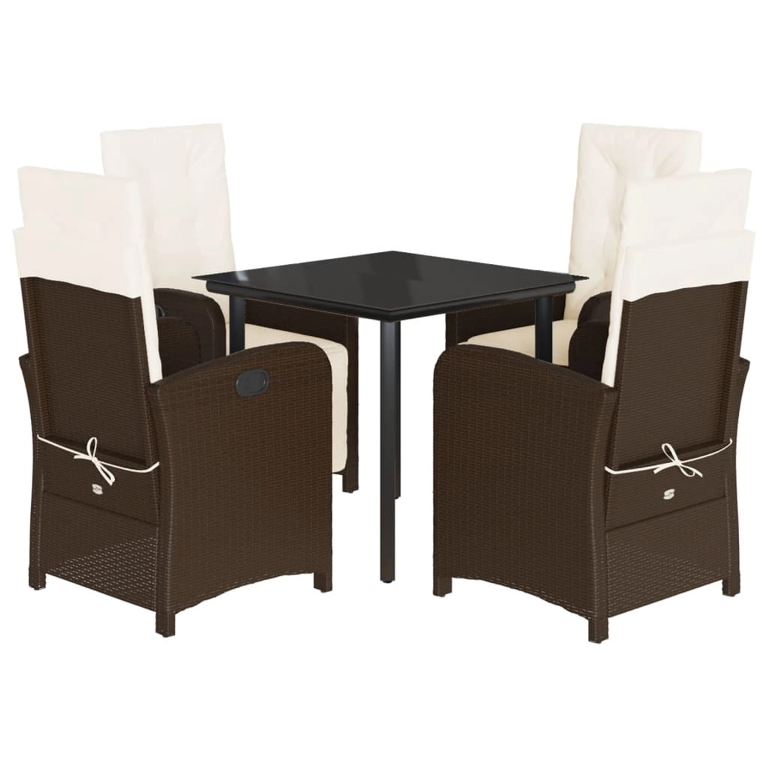 vidaXL 5-Tlg Garten-Essgruppe mit Kissen Braun Poly Rattan 3212550 günstig online kaufen