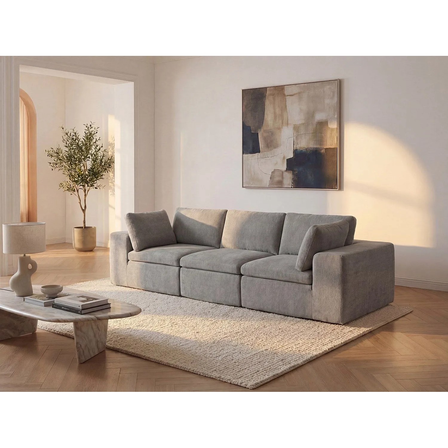Vente-unique Modulierbares Sofa Cortoline Grau 304 cm