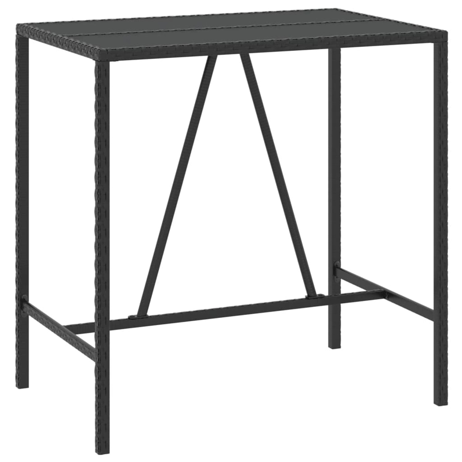 Thumbnail - vidaXL Bartisch mit Glasplatte Schwarz 110x70x110 cm Poly Rattan 362588