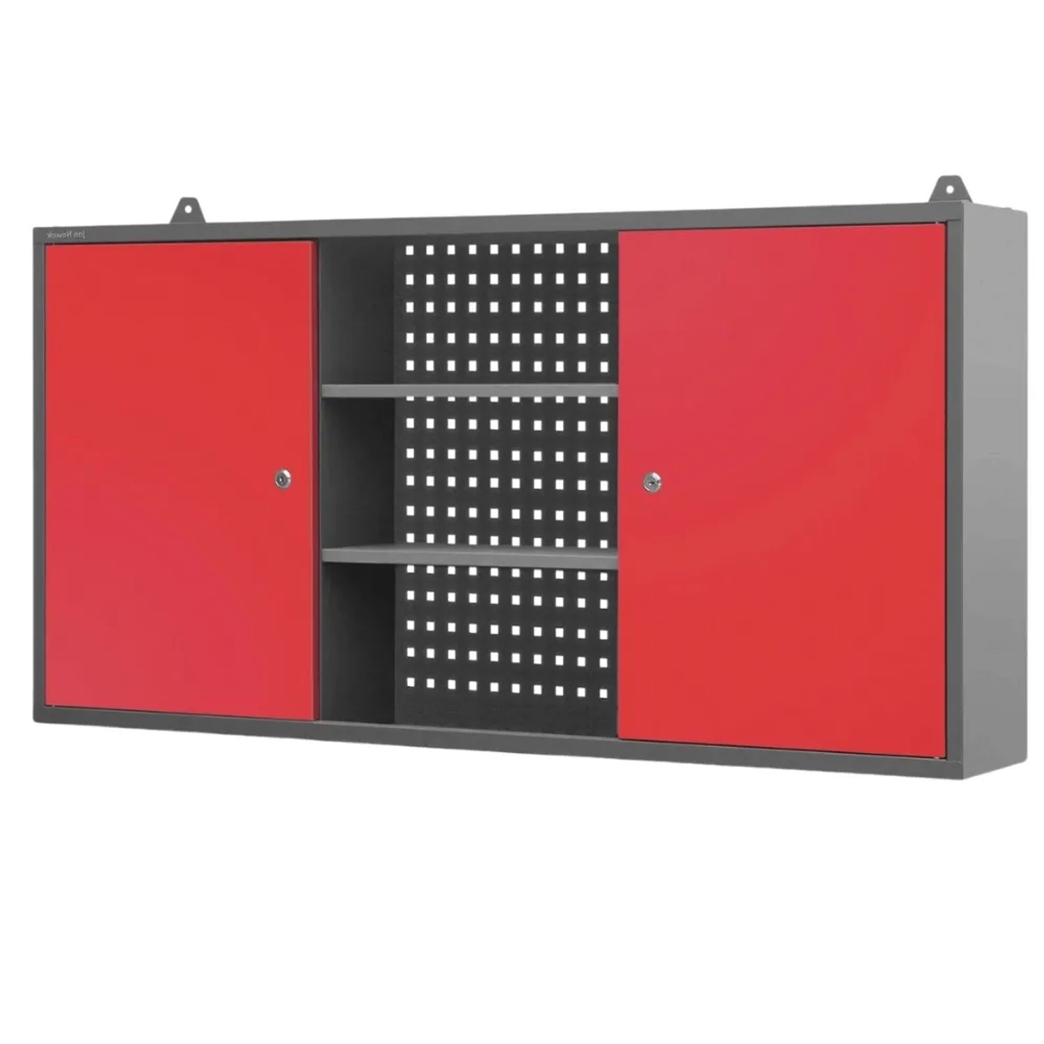 JAN NOWAK Hängeschrank Werkstatt Abschließbar BEN 60 x 120 x 20 cm Anthrazit-Rot