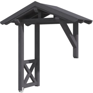 Skan Holz Vordach Siegen 3, schiefergrau lasiert, 247x116 cm, aus Holz.