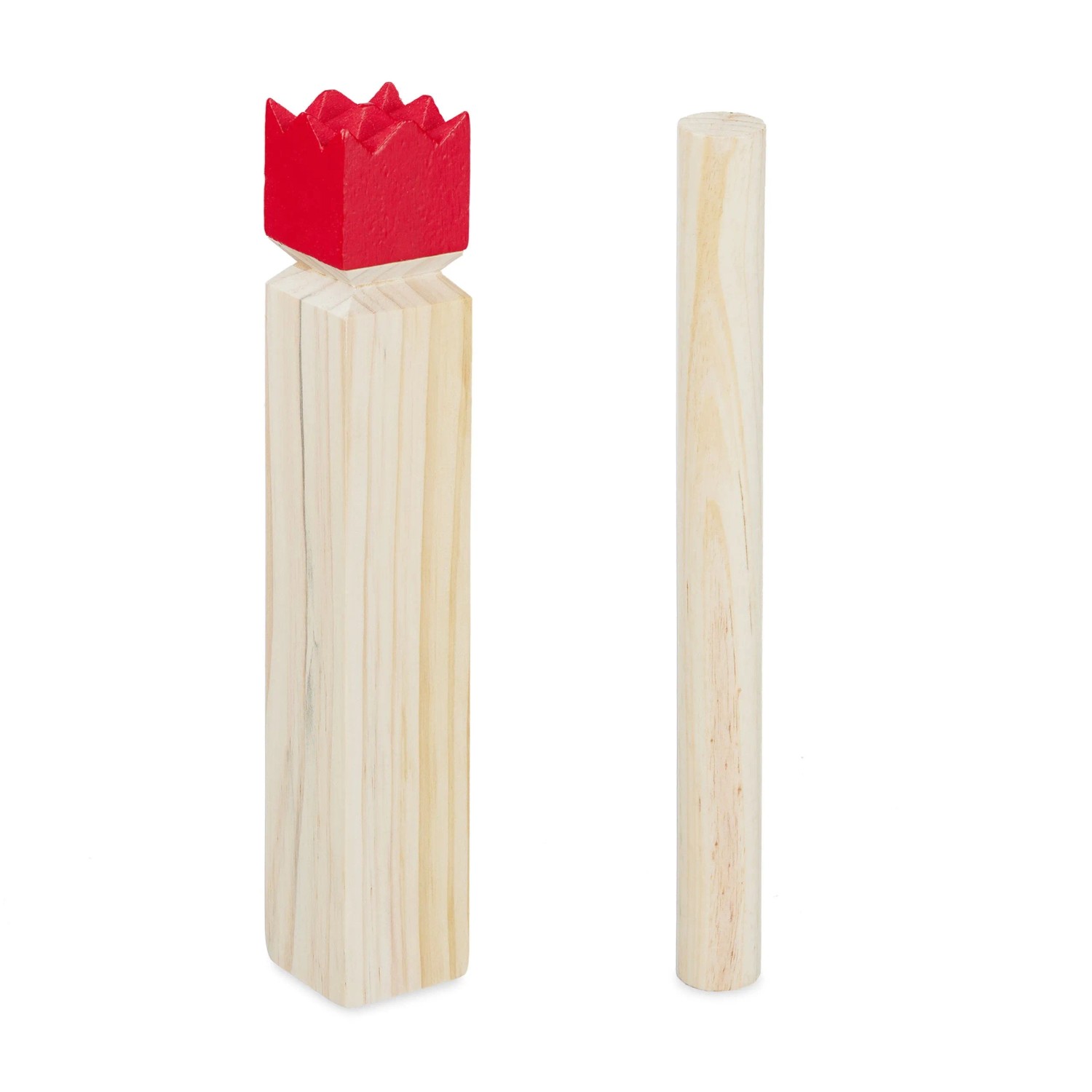 Relaxdays Kubb Wikingerspiel Kiefernholz Natur Rot Netztasche 2,6 kg