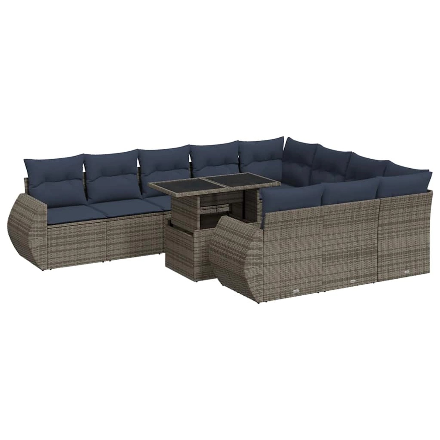 vidaXL 11-Tlg Garten-Sofagarnitur mit Kissen Grau Poly Rattan Akazie 332671 günstig online kaufen