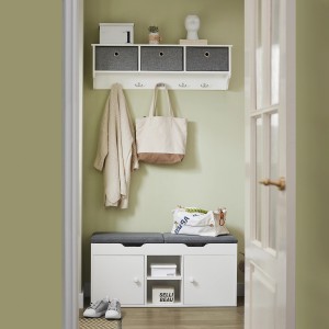 SoBuy Sitzbank mit 2 Sitzkissen und Stauraum PB Weiß FSR96-W