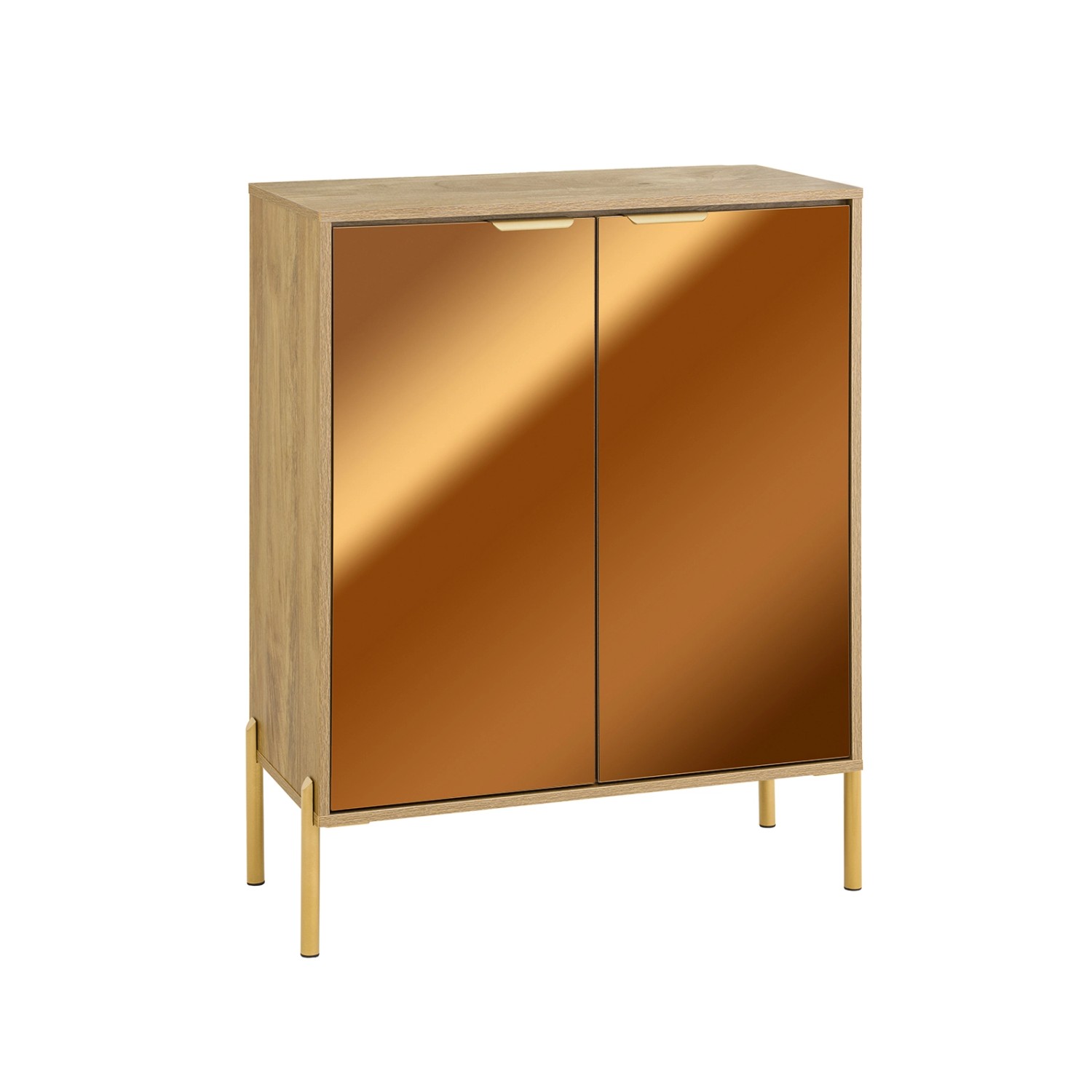 SoBuy Modernes Sideboard mit Verspiegelten Glastüren Gold 83x100x38cm FSB96 günstig online kaufen
