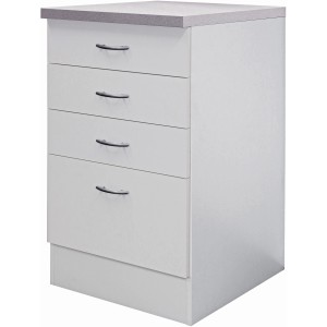 Flex-Well Schubkastenschrank Wito, 50 cm, Weiß, mit 3 Schubladen und 1 Auszug, Küchenunterschrank.