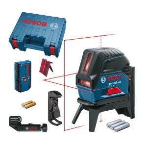 Bosch Professional GCL 2-50 Kreuzlinienlaser mit LR6 Empfänger und Zubehör.