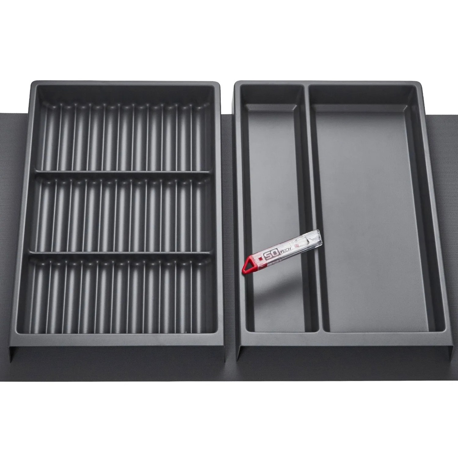 SOTECH ORGA-BOX Vario SET 3 Anthrazit für 80er Schublade Mehrzweckeinsatz Gewürzeinsatz Antirutschmatte Orga-Weave
