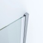 Detailaufnahme: Aquabatos Duschkabine Nischentür mit Chromprofil und ESG Sicherheitsglas.
