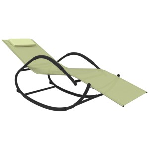 Cremefarbene vidaXL Schaukelliege aus Stahl und Textilene, ideal zum Entspannen im Garten.