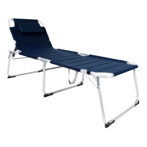 Lex XXL Aluminium Gartenliege Sonnenliege Gepolstert mit Kopfkissen Klappbar 200 cm Dunkelblau