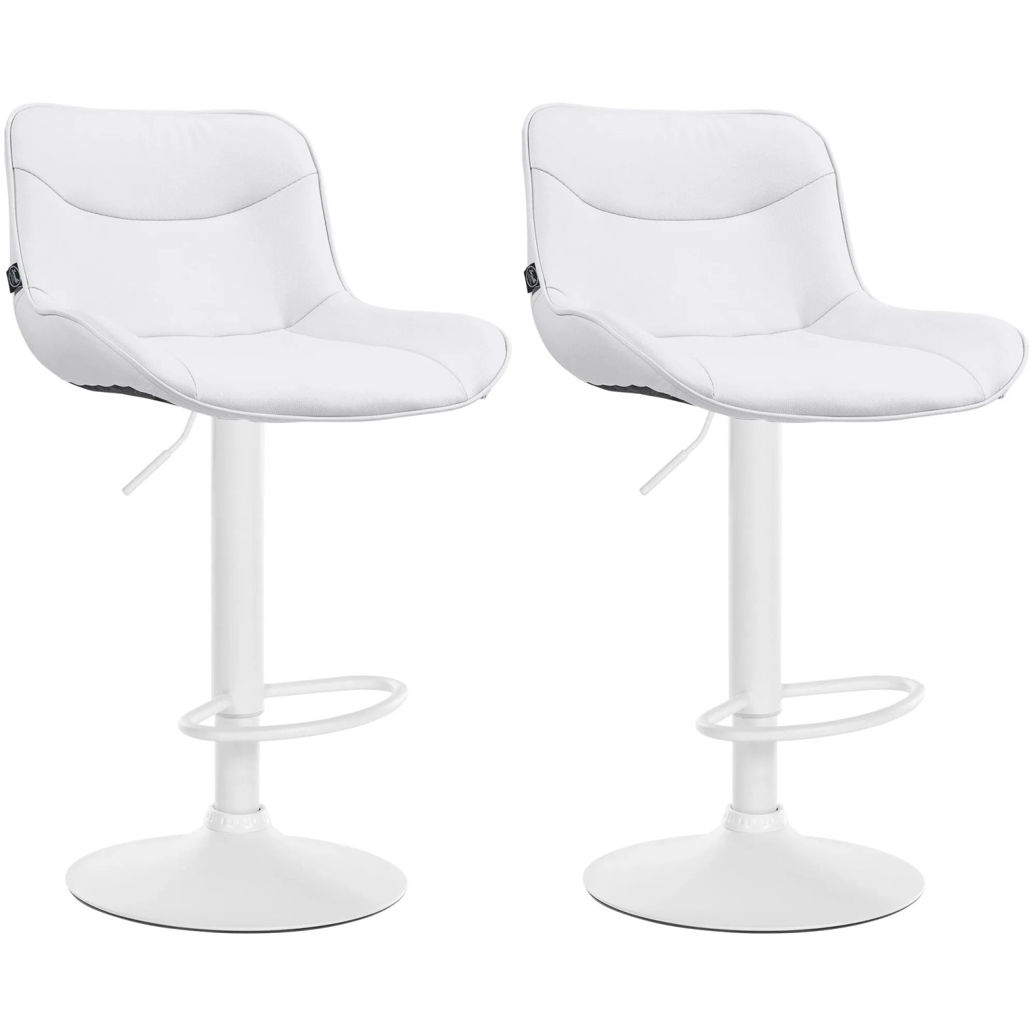 DELUKE 2er Set Barhocker RAGAD Kunstleder Weiß 49x51x85cm Weiß Barstuhl Höhenverstellbar Mit Lehne Drehbar Tresenhocker ...