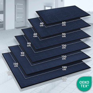Blaue KARAT Schmutzfangmatten SKY Novo in verschiedenen Größen. Rutschfester TPE-Rücken, ideal für Innen- und Außenbereiche.