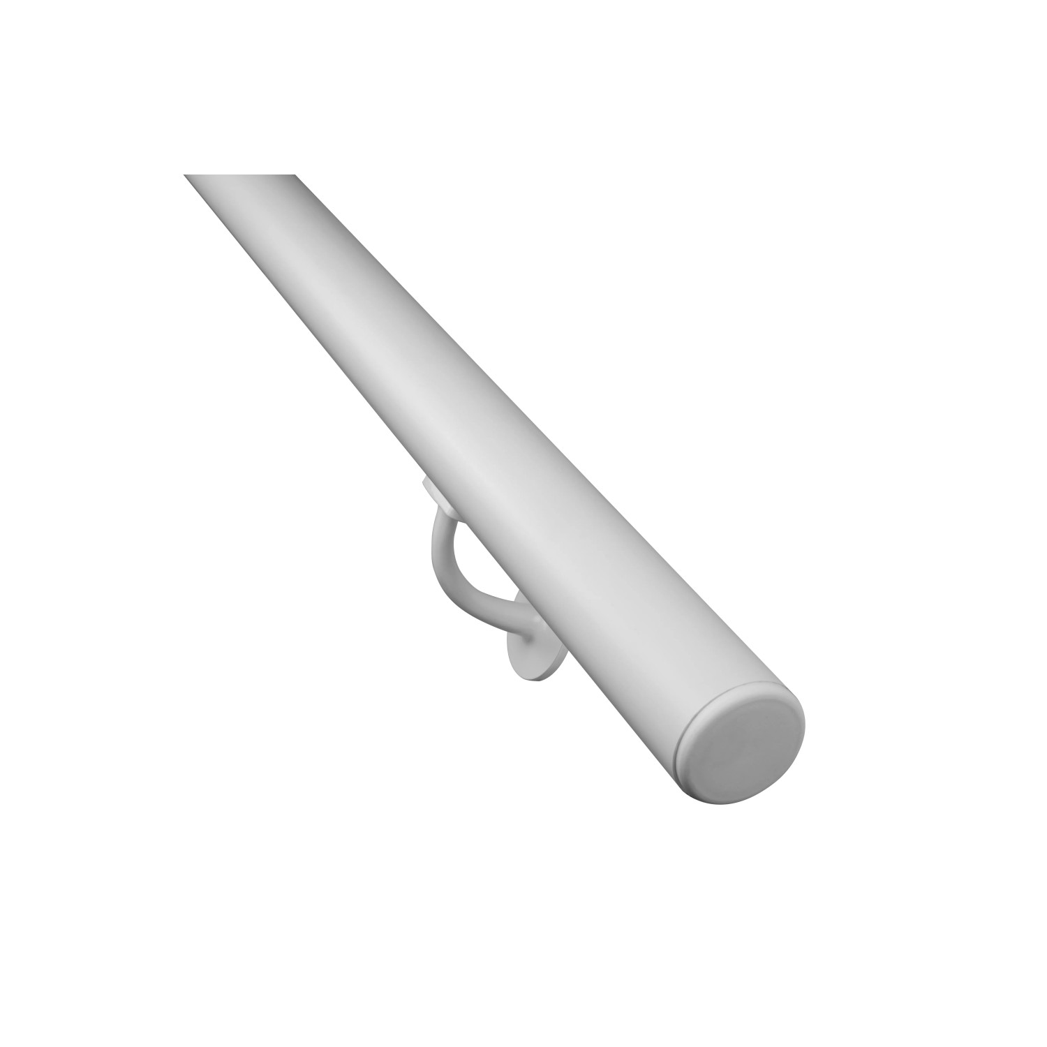 Treba Handlauf-Set H27, Aluminium, Ø 4,2 cm, 150 cm, Weiß. Handlauf mit Wandhalterung.