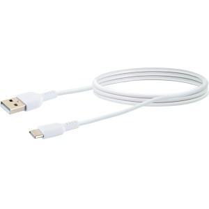 Weißes Schwaiger USB-A zu USB-C Kabel zum Laden und Synchronisieren von Geräten.