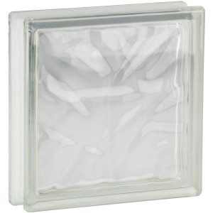 Klarer Glasstein Wolke 19x19x5cm für Innen & Außen. Glasbaustein mit Wolkenmuster.