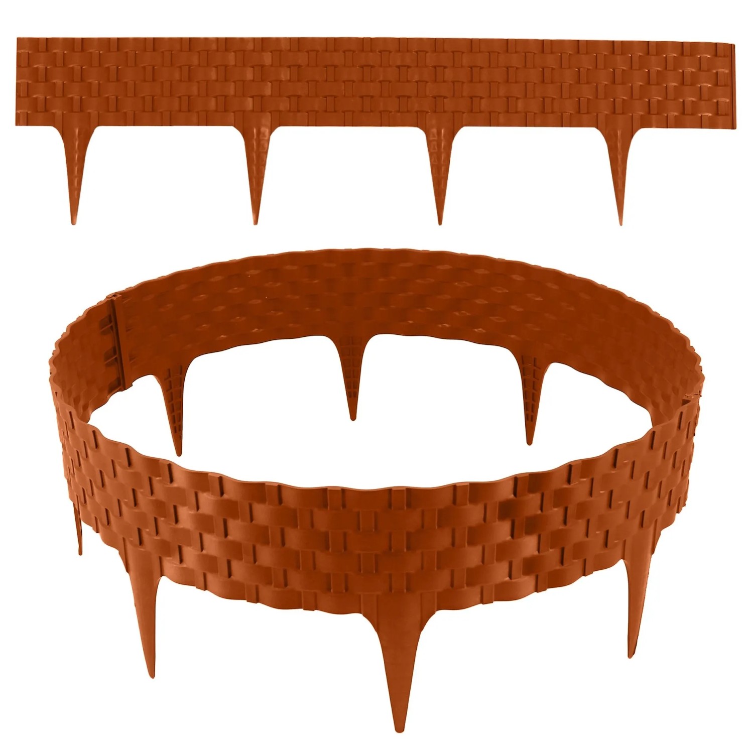 Aquagart Rasenkante Rattanoptik I Terracotta I 20x80 cm Module I Kunststoff Beeteinfassung Für Beet und Rasenabgrenzungen I Flexible Beetumrandung