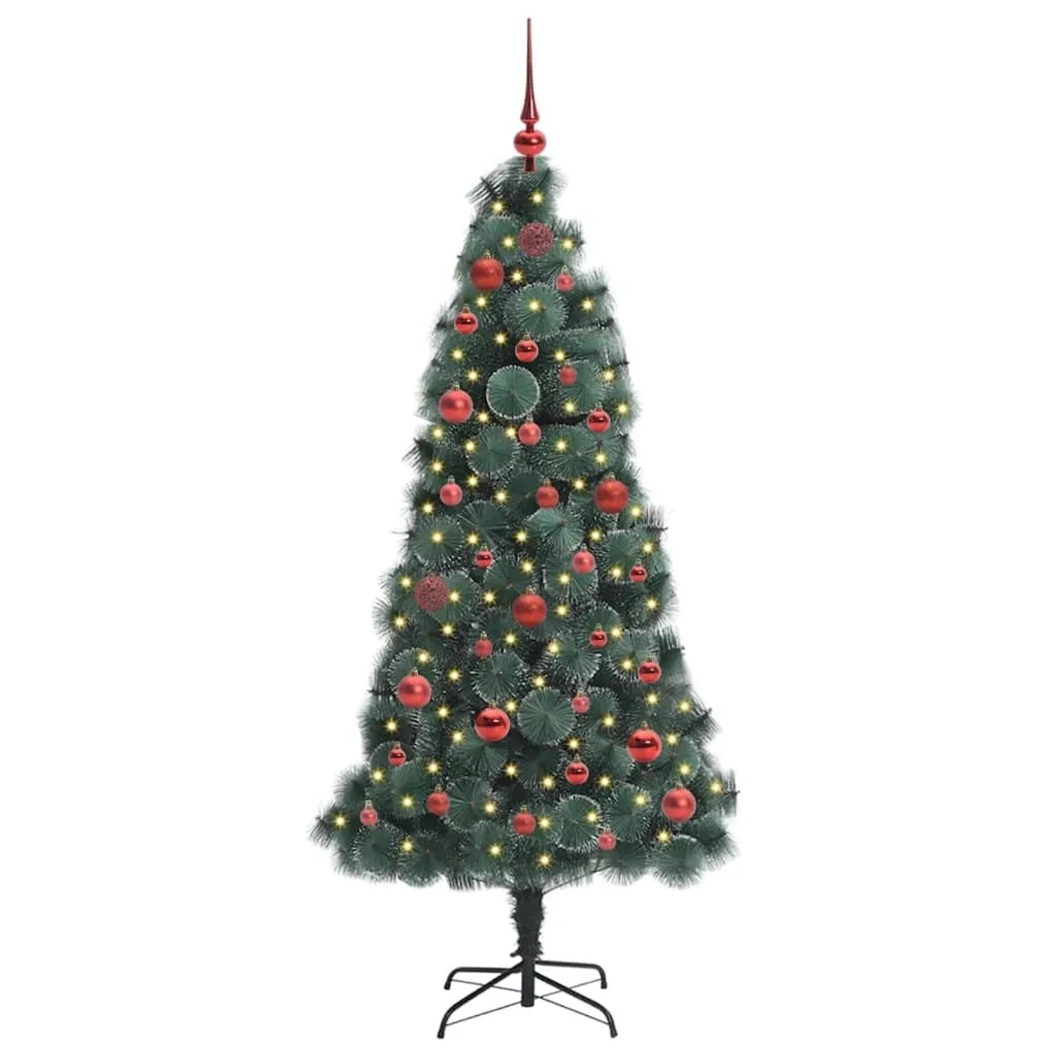 vidaXL Künstlicher Vorbeleuchteter Weihnachtsbaum mit Kugelset 150 cm 3396153