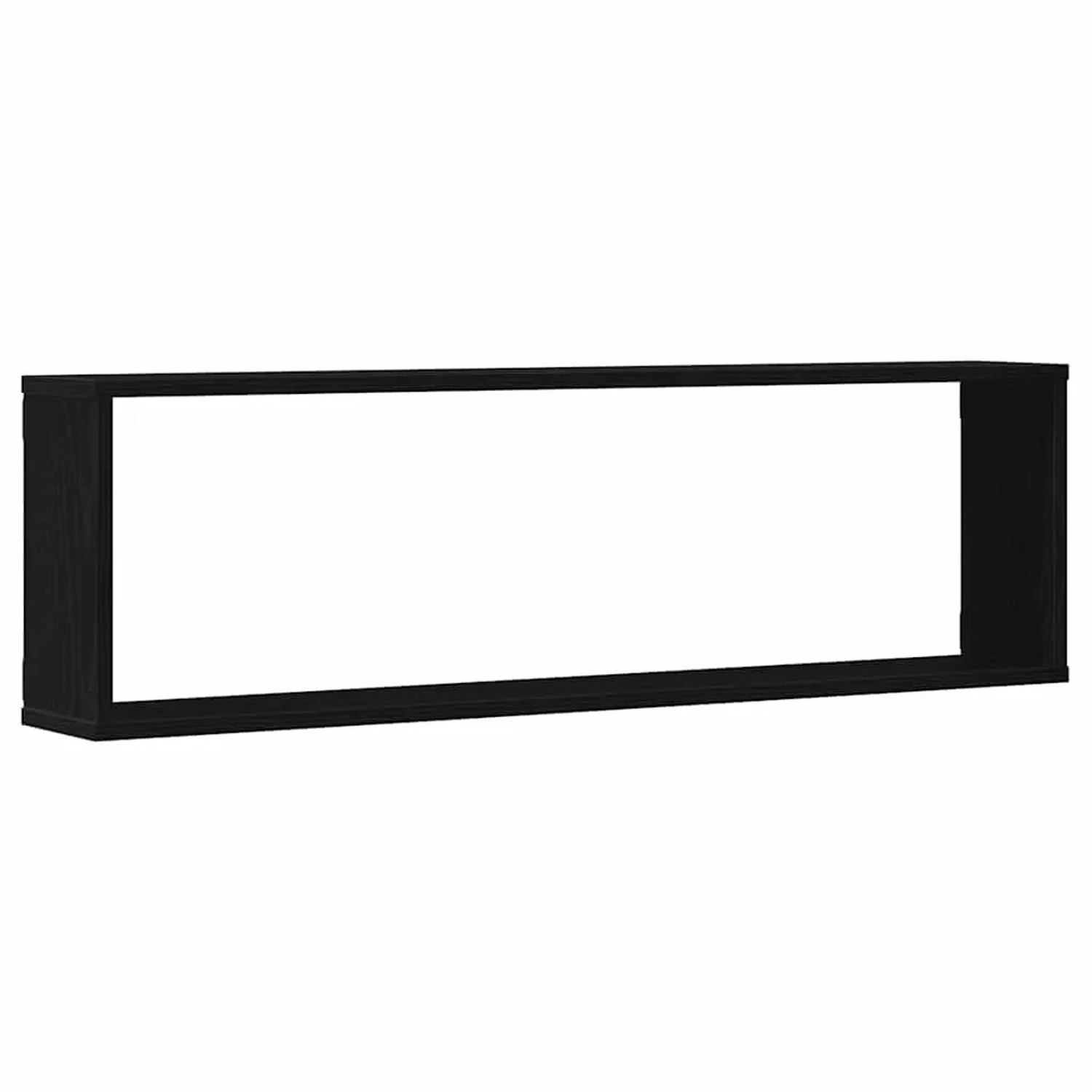 Schwarzes Würfelregal 2er Set in Eichen-Optik, 100x15x30 cm, zur Wandmontage.