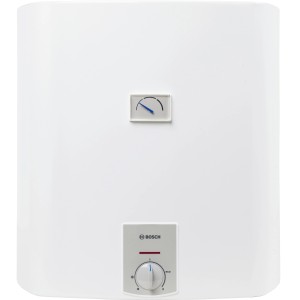 Weißer Bosch Wandspeicher Tronic Plus Store 30 l mit Temperaturanzeige und Regler.