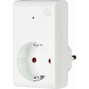 Weiße Zeitschaltuhr mit Fernbedienung für Hausfunksteuerung, zur zeitgesteuerten Steuerung von Geräten.