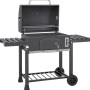 Jamestown Holzkohlegrill Jaxon XL mit Deckel, Seitentischen und Ablagefläche.